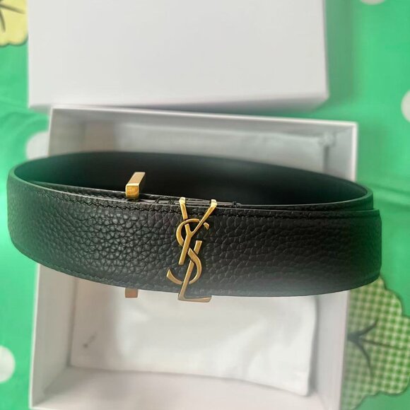 Yves Saint Laurent Black Leather Belt - Picture 1 of 5